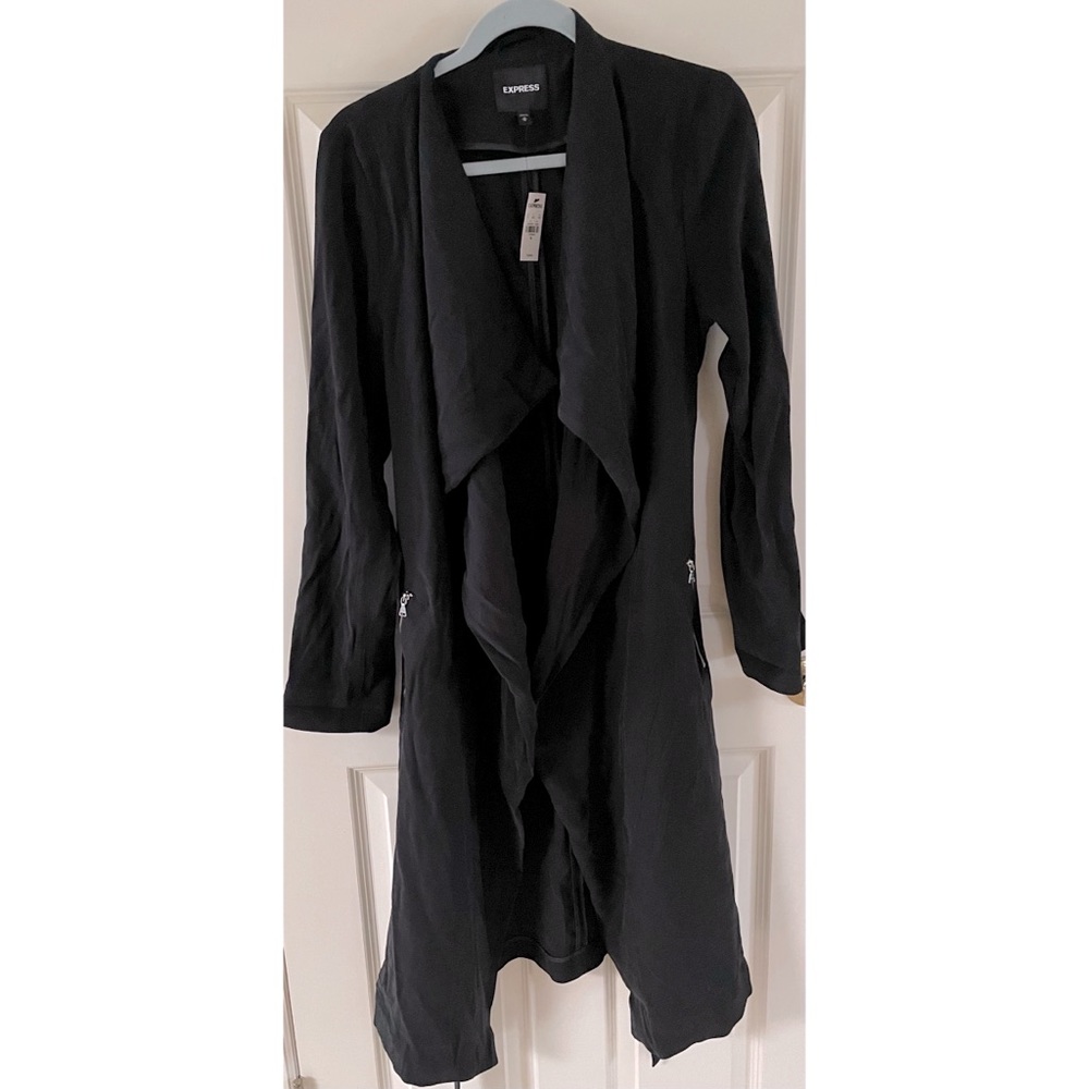 *NWT* Express Soft Drape Trench Coat Jacket Black
